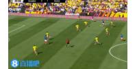 法国2-0哥伦比亚!阿克利乌舍边路传中,图拉姆高高跃起头球破门
